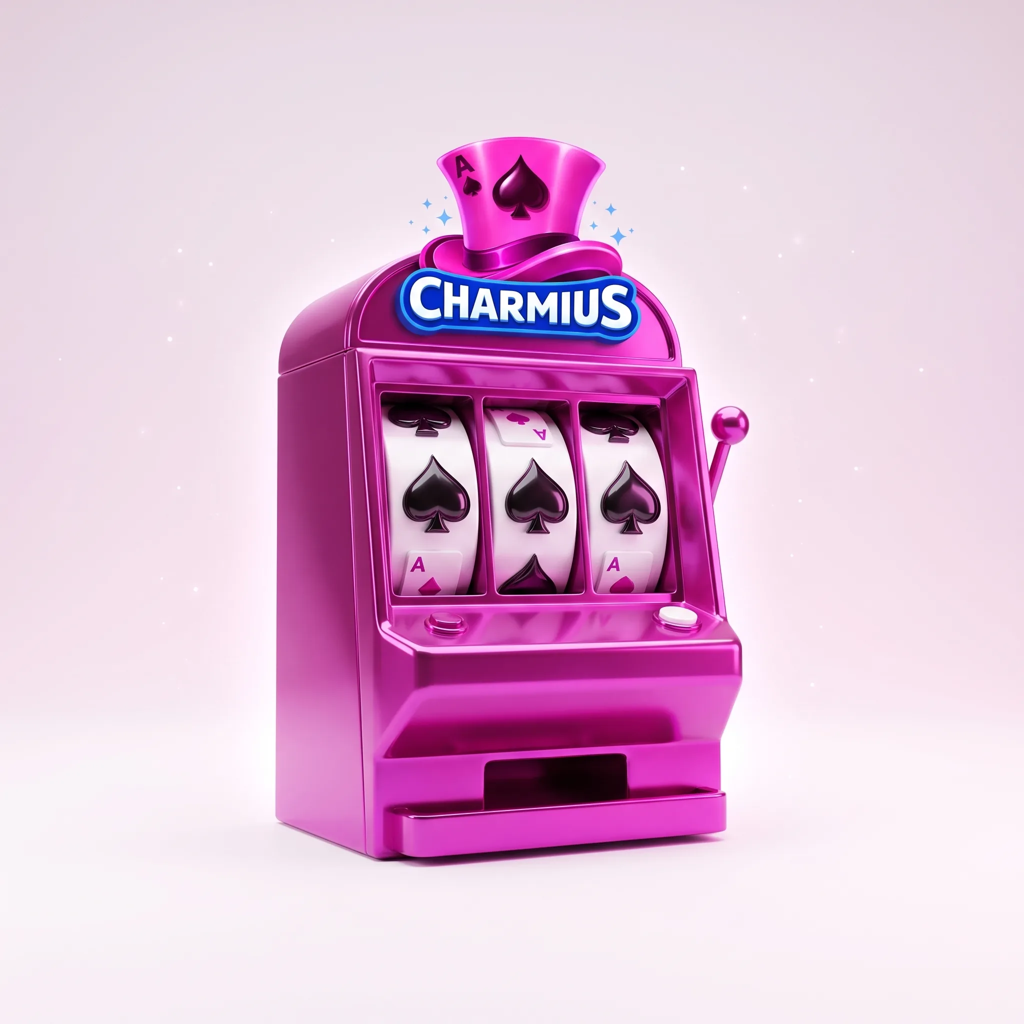 Pink Charmius pokies machine with the casino logo